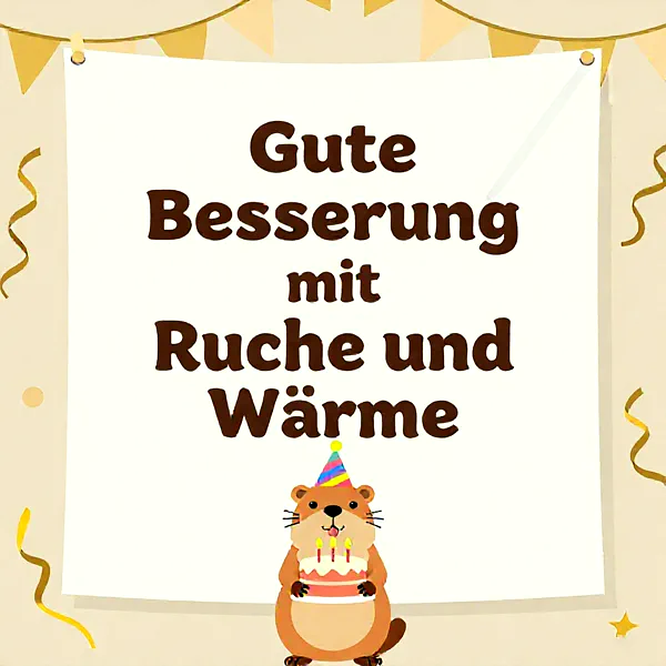 süßer Hamster hält eine Torte mit Kerzen, umgeben von Festdekoration