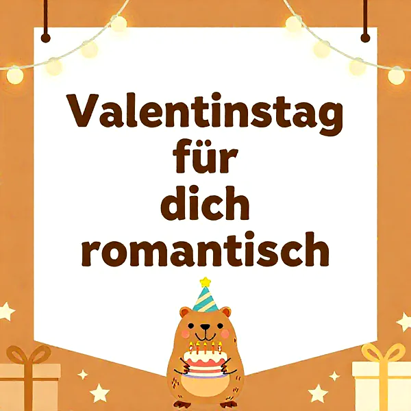 Ein süßer Hamster hält eine bunte Torte, umgeben von Geschenken und Sternen in einer festlichen Atmosphäre.