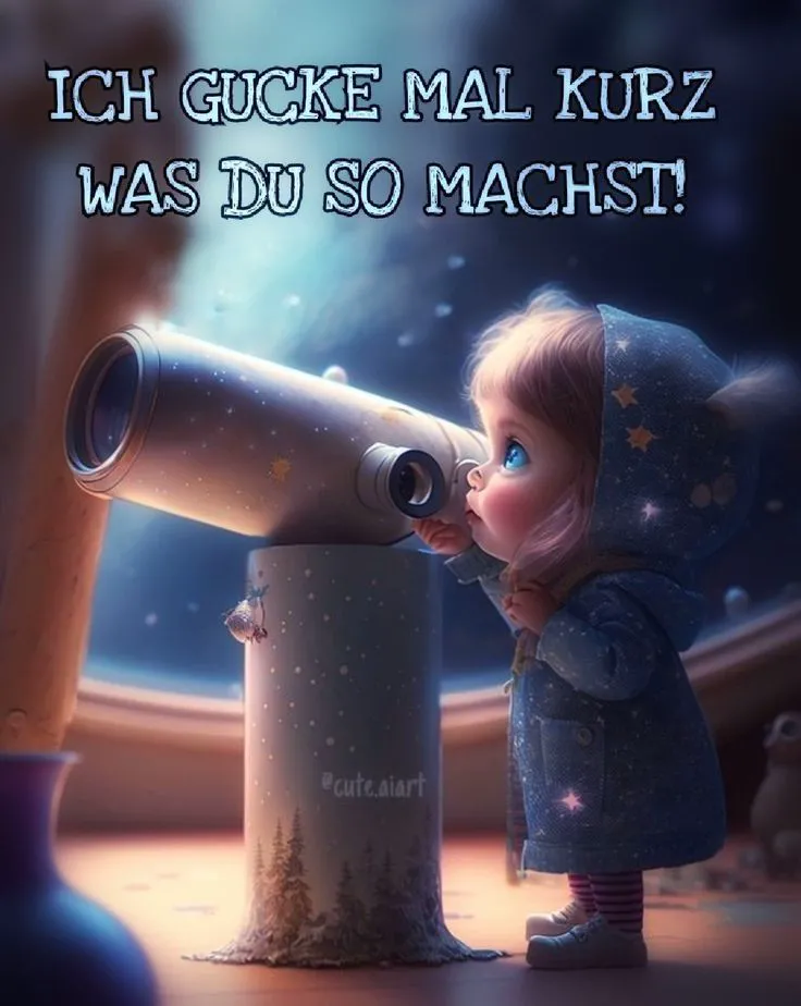 Ein kleines Mädchen schaut durch ein Teleskop in den Sternenhimmel