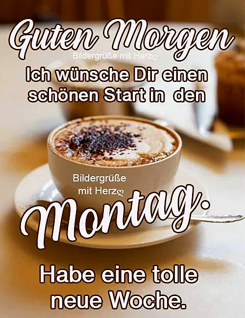 Ein dampfender Cappuccino in einer weißen Tasse auf einem Unterteller, verziert mit dunklen Schokostreuseln, bereit für einen gemütlichen Wochenstart. Das Bild strahlt eine warme, motivierende Morgenstimmung aus.