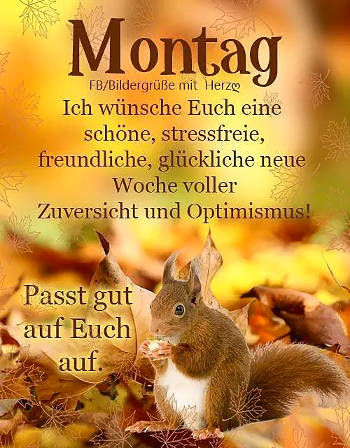 Ein niedlicher, brauner Eichhörnchen sitzt in einer Herbstumgebung, umgeben von gelben und braunen Blättern, und hält eine Nuss in den Pfoten. Der Hintergrund ist ein warmer, unscharfer Mix aus Herbstfarben.