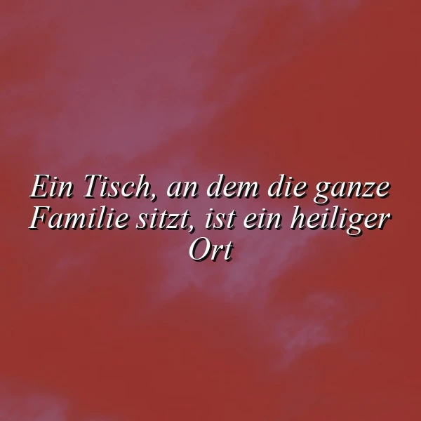 Ein rotes Bild mit einem Tisch, an dem eine Familie sitzt, heiliger Ort, Familienzusammenkunft