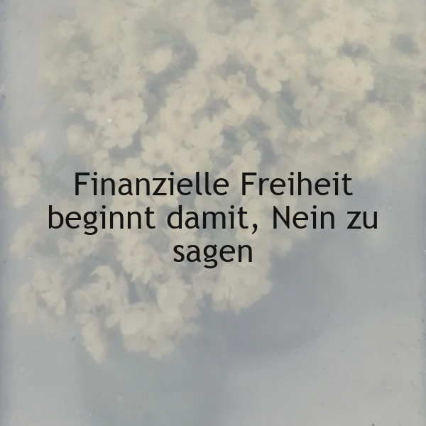 Ein minimalistisches Bild mit einer pastellfarbenen Blume im Hintergrund und dem Zitat 'Finanzielle Freiheit beginnt damit, Nein zu sagen' in schwarzer Schrift.