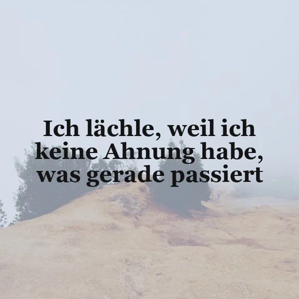 Ein Foto mit einem Zitat auf einem unsicheren, sandigen Hügel mit Bäumen im Hintergrund, vor einem nebligen Himmel