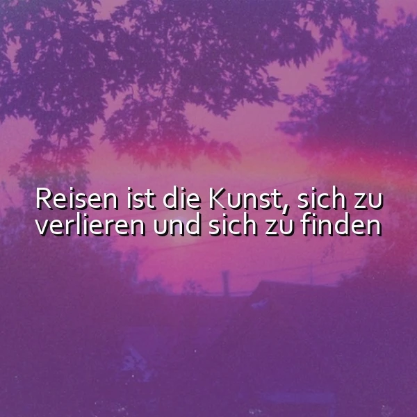 Ein Foto mit einem Zitat vor einem rosa-violetten Sonnenuntergang mit Bäumen und einem Haus im Hintergrund