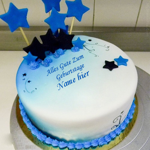 Geburtstagskuchen 23 1 - Blauer Stern Geburtstags Kuchen mit Namen